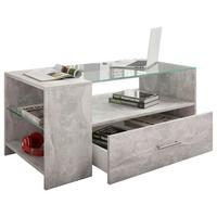 Couchtisch Tindala Beton-Optik mit Stauraum - Grau, Basics, Glas/Holzwerkstoff (50/100/45cm) - MID.YOU