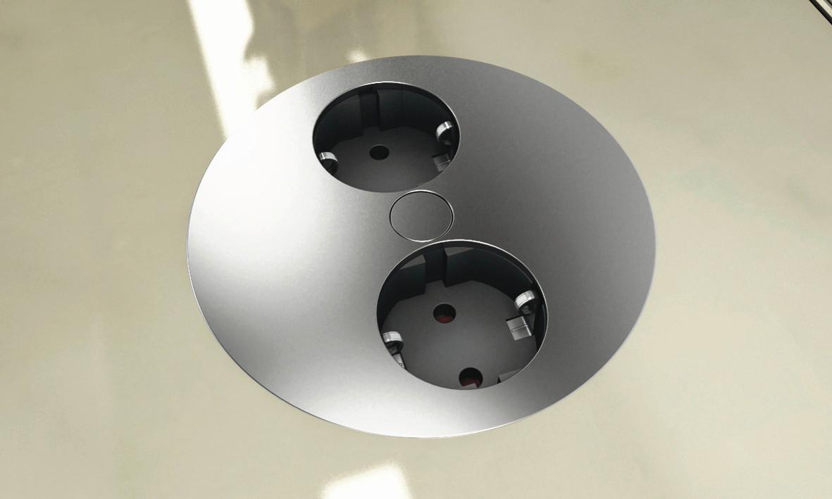 Steckdosenelement Twist 4450001 - Edelstahlfarben/Schwarz, ROMANTIK / LANDHAUS, Kunststoff (10,5cm) - HKT