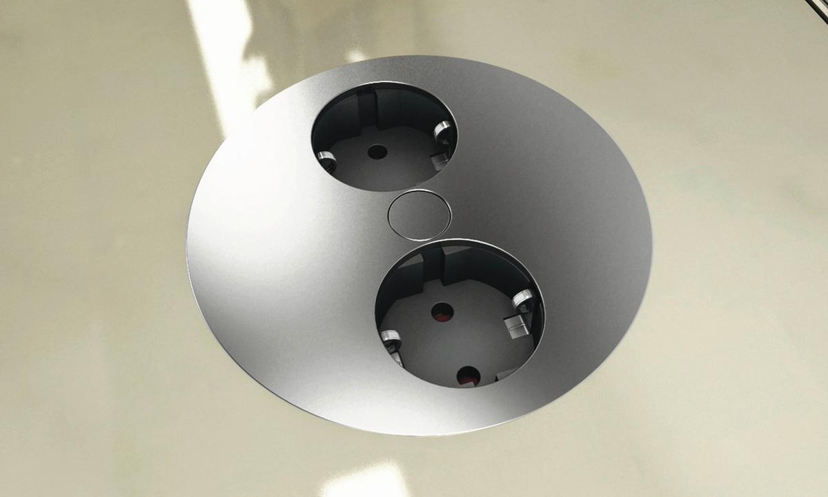 Steckdosenelement Twist 4450001 - Edelstahlfarben/Schwarz, ROMANTIK / LANDHAUS, Kunststoff (10,5cm) - HKT