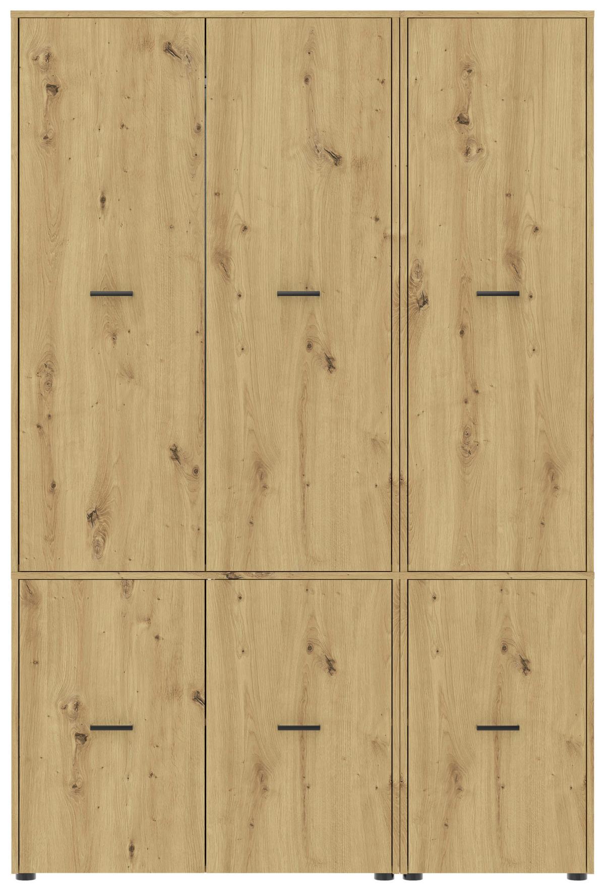 Kleiderschrank Kivo Eiche Artisan - Schwarz/Eiche Artisan, Basics, Holzwerkstoff/Kunststoff (135/199,6/52,1cm) - Based