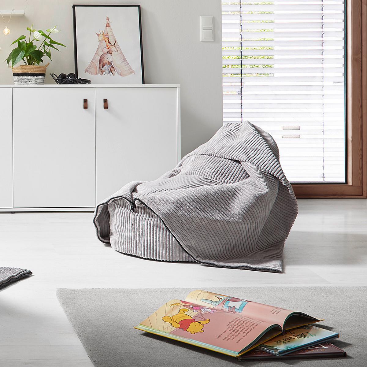 Sitzsack Capri Hellgrau Cord - Hellgrau, MODERN, Textil (45/50/80cm)