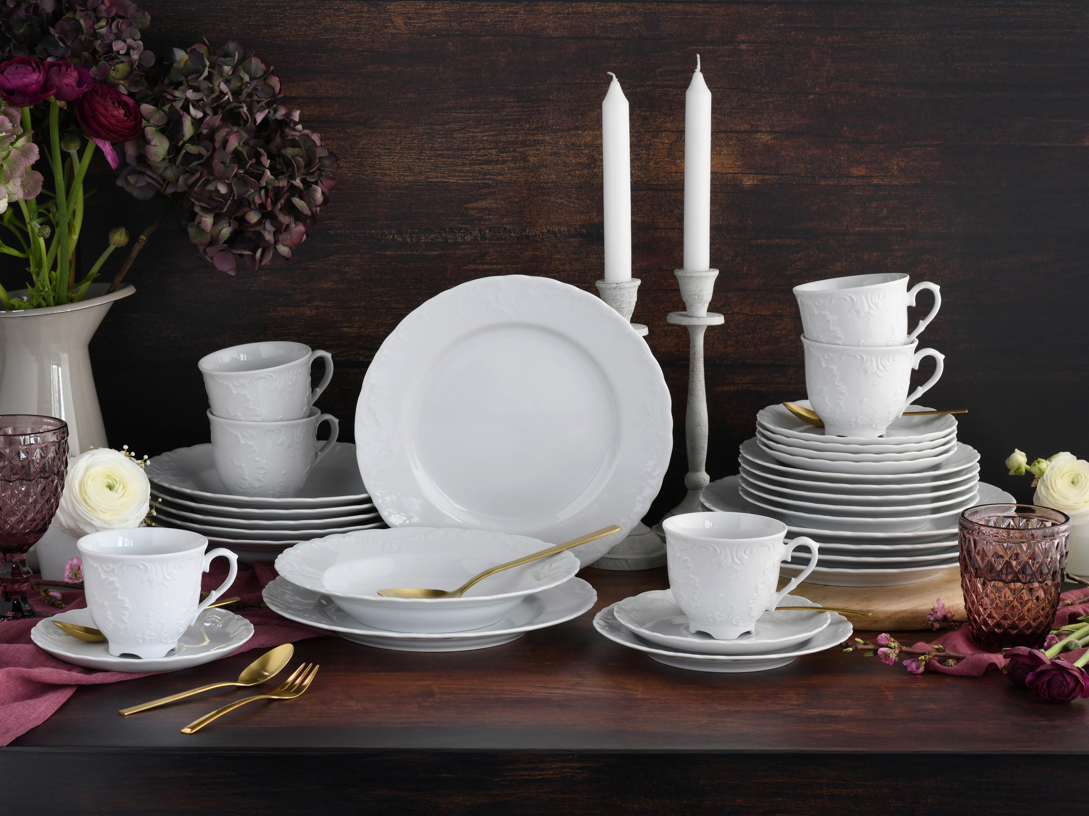 Kombinirani Servis Rokoko, 30-Delni - bela, Basics, keramika - Creatable