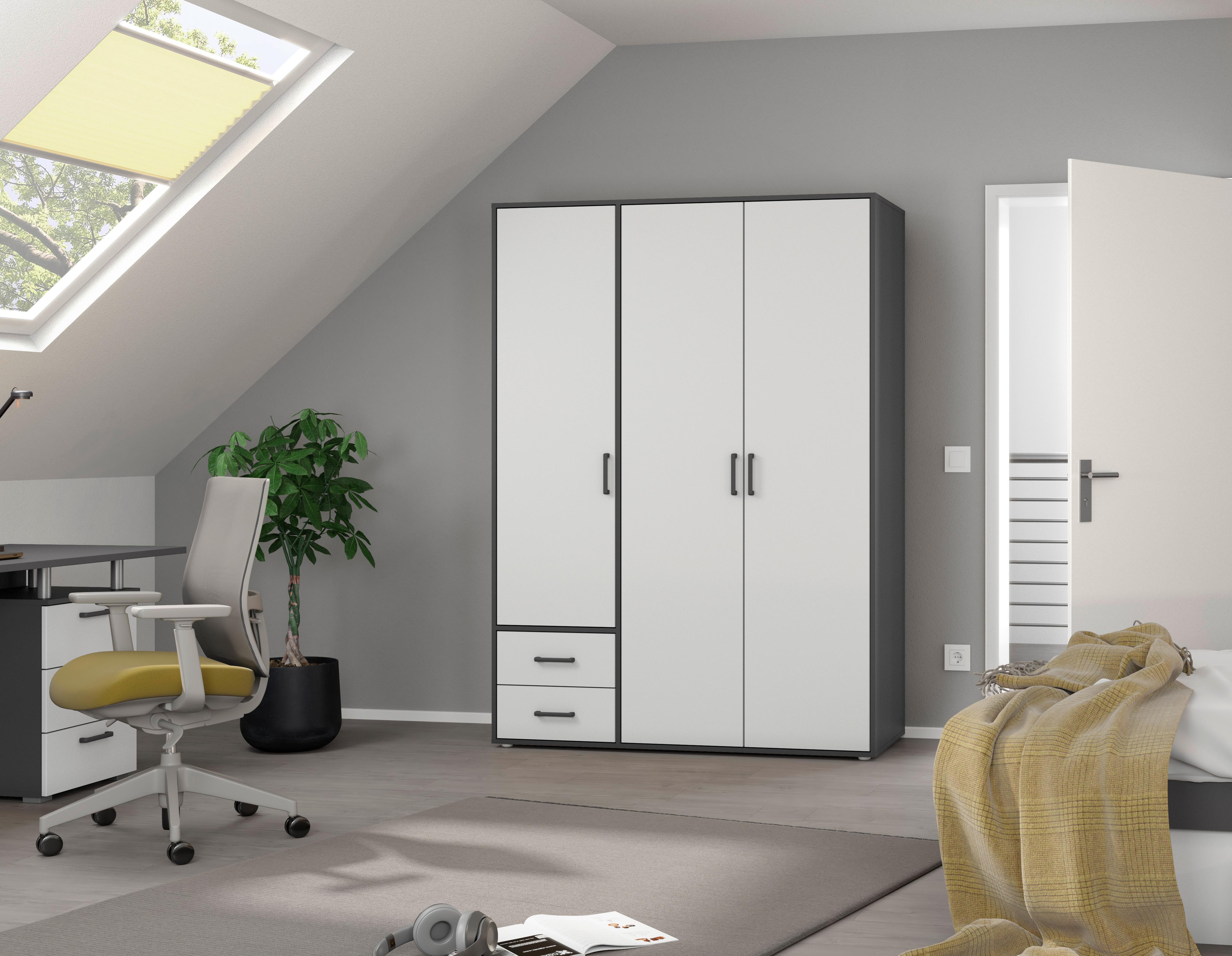 DULAP  USI ROTATIVE VOYAGER - alb/gri, Modern, material pe bază de lemn (140/194/53cm) - Modern Living