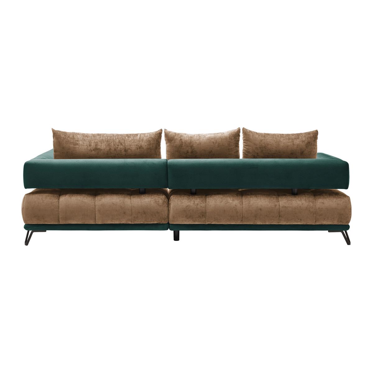Ecksofa Morgan Dumkelgrün/Cappuccino - Dunkelgrün/Beige, MODERN, Textil/Metall (262/184cm) - Mömax