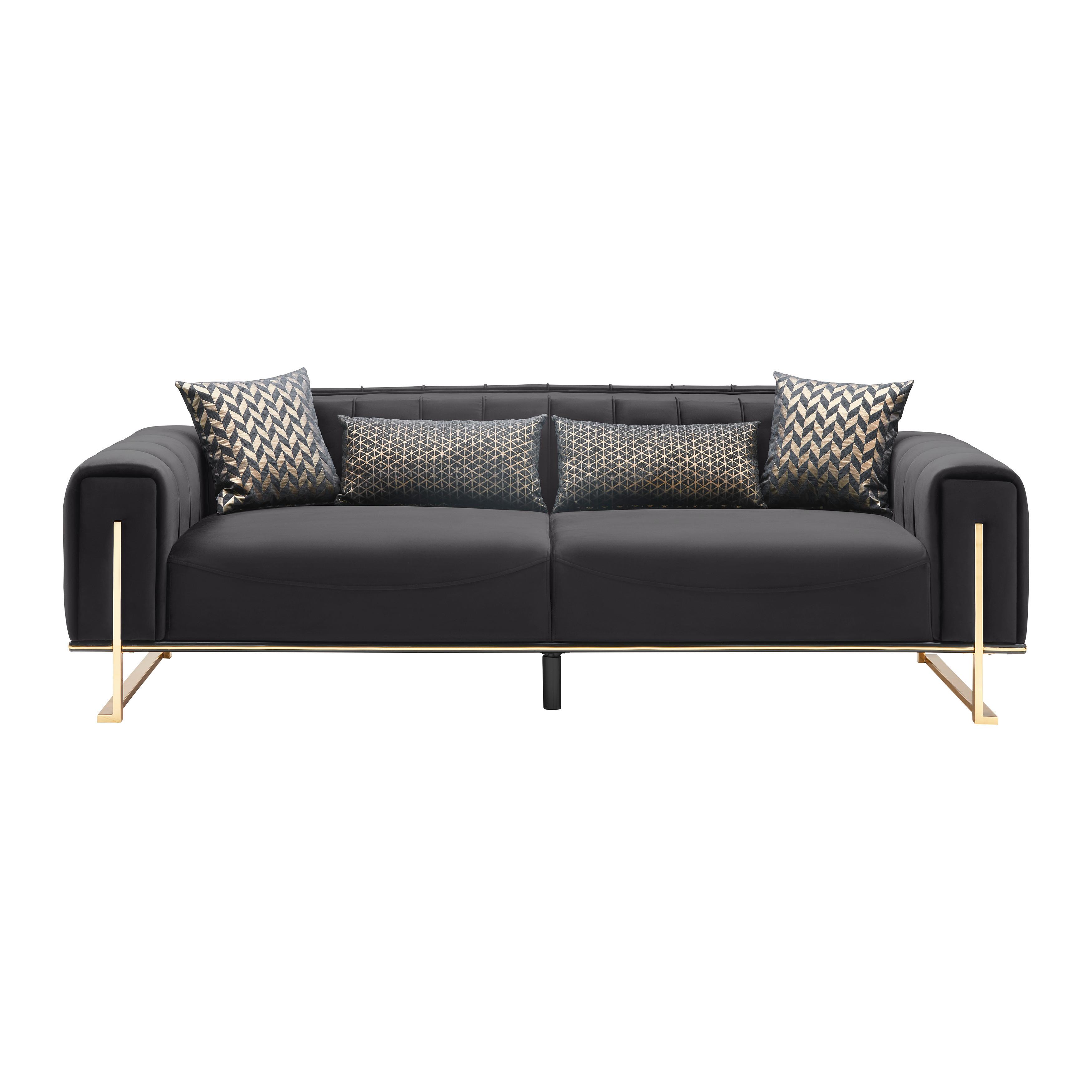 canapé 3 places in Schwarz/Goldfarben - Goldfarben/Schwarz, Lifestyle, Textil (244/80/90cm) - Mömax