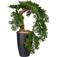 Kunstpflanze Bonsai Grün ca. 90cm - Schwarz/Braun, Design, Keramik/Kunststoff (90cm) - P & B