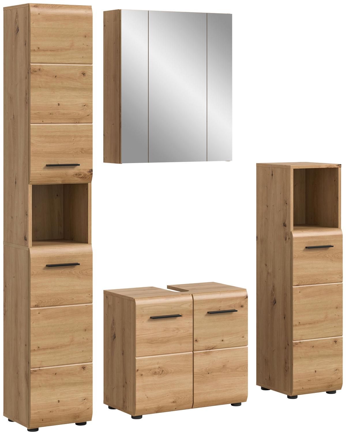 BADEZIMMER ICE - Schwarz/Eiche Artisan, Basics, Holzwerkstoff/Kunststoff (120cm) - MID.YOU