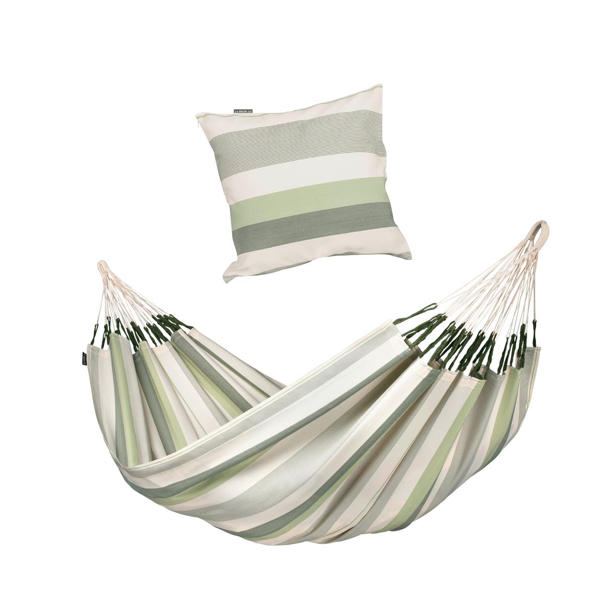 Hängematte Classic Double Hammock Outdoor Weiß/Grün - Weiß/Hellgrün, KONVENTIONELL, Textil (160/350cm) - La Siesta