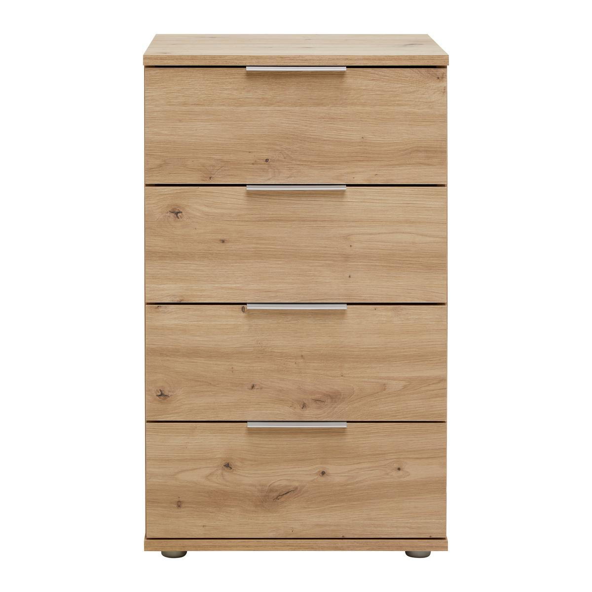 Nachtkästchen Cuatro Eiche Artisan - Silberfarben/Eiche Artisan, KONVENTIONELL, Holzwerkstoff/Kunststoff (46/79/42cm) - Modern Living