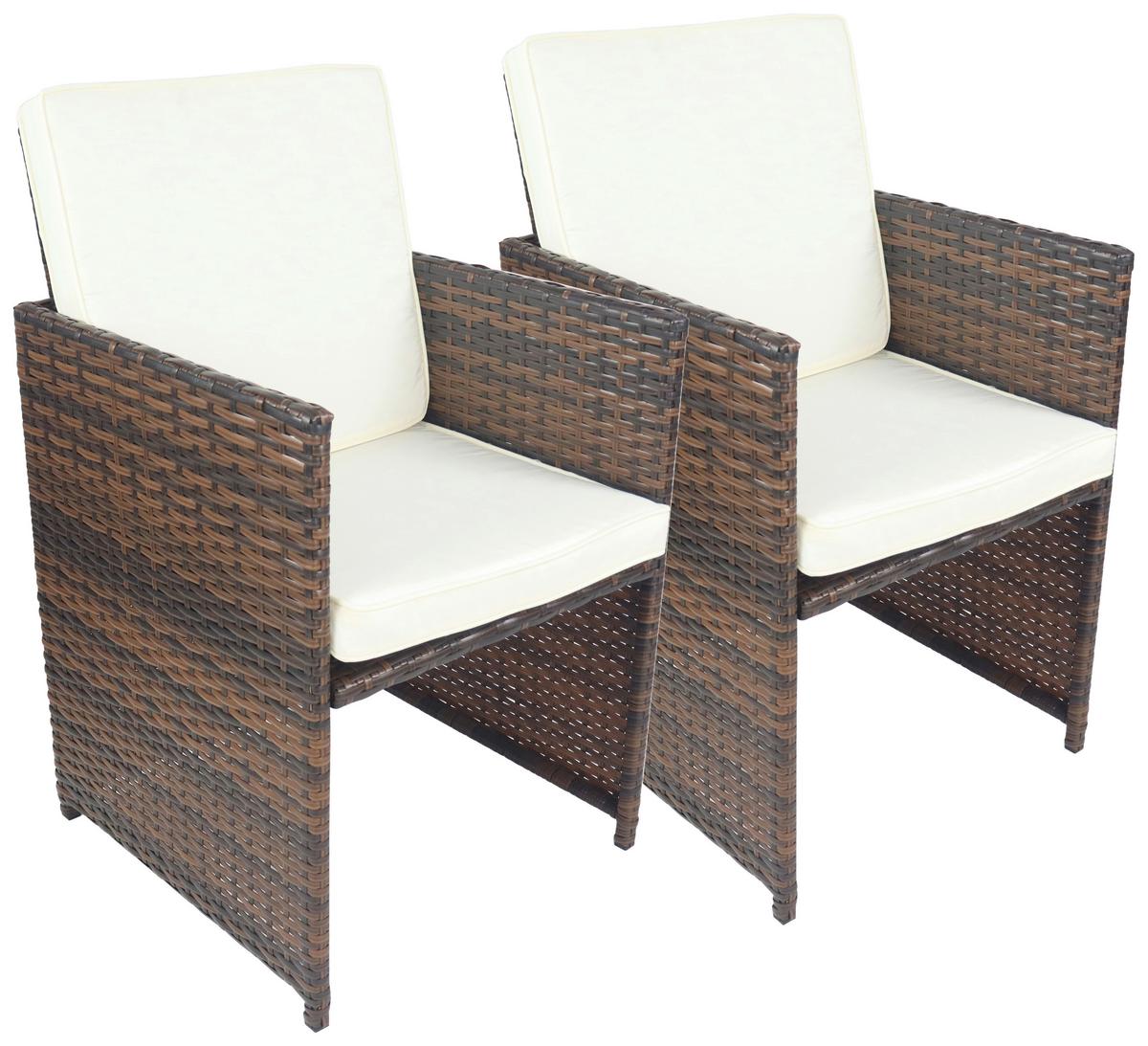 Gartensessel-Set Raloso 2er- Set ca. 53x84 cm Braun - Braun/Weiß, MODERN, Kunststoff/Textil (53/84/53cm) - Ambia Garden