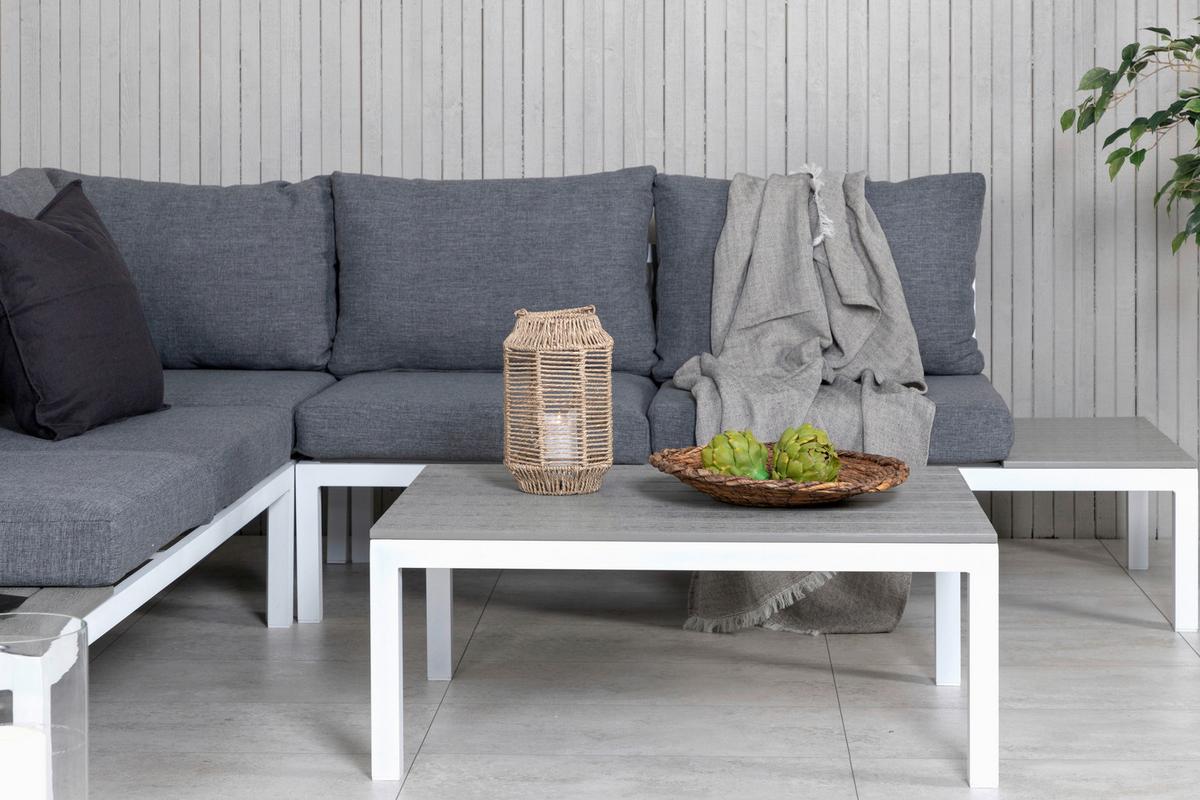 Loungegarnitur Odense ca. 133x167 cm Weiß - Weiß, KONVENTIONELL, Metall (133/167cm) - Gardenson