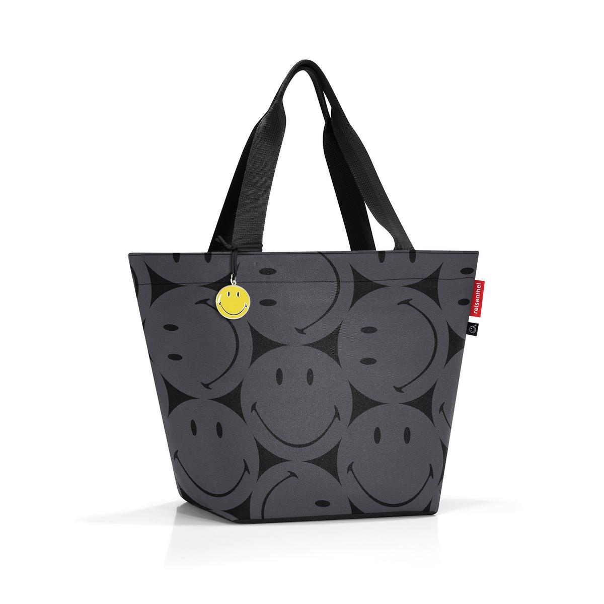 TORBA NA ZAKUPY SHOPPER M SMILEY GREY - antracytowy, Basics, tkanina (51/30,5/26cm) - Reisenthel