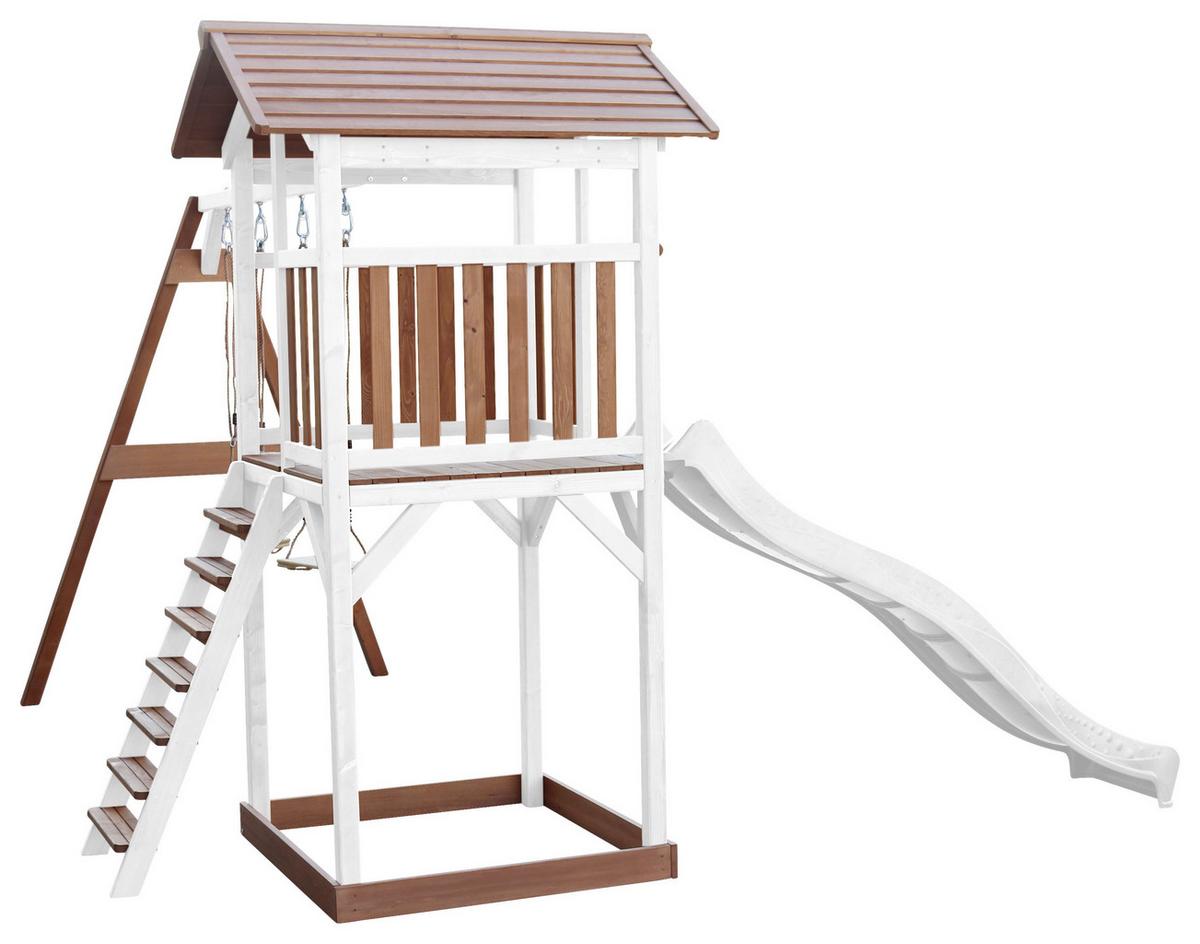 SPIELTURM A025.122.91 - Braun/Weiß, KONVENTIONELL, Holz/Kunststoff (356,6/241,9/349cm) - Ambia Garden