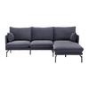 Wohnlandschaft Rosa Grau Samt - Schwarz/Grau, MODERN, Textil/Metall (226/84/163cm) - Bessagi Home