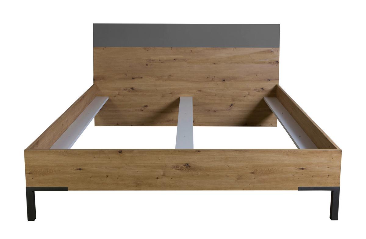 Krevet Sposami - siva visoki sjaj/antracit, Moderno, pločasti materijal (180/200cm) - Premium Living