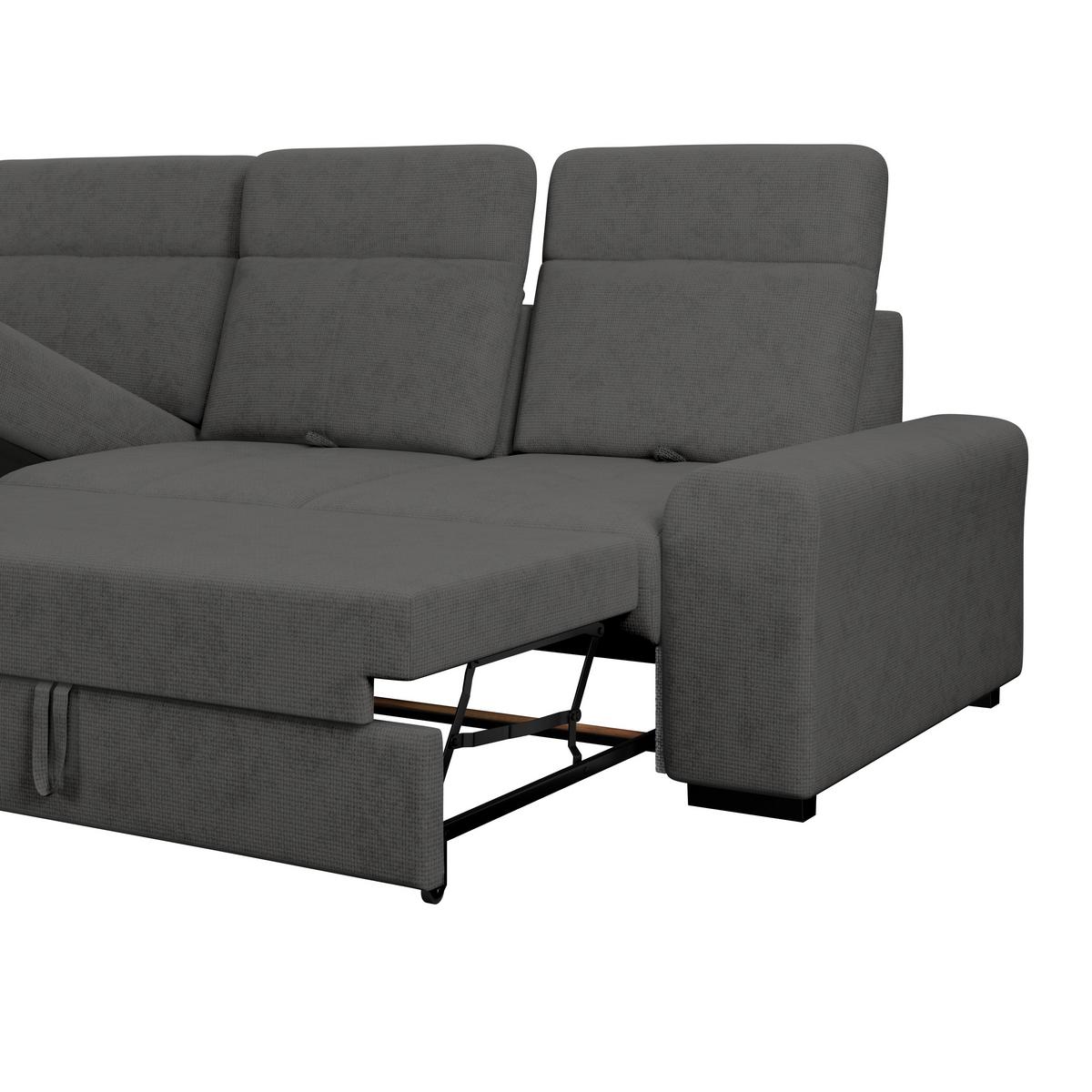 Kutna Garnitura Malaga - boje grafita/crna, Konvencionalno, tekstil/drvo (203/286cm) - Ondega