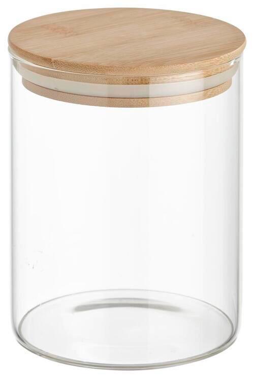 Vorratsdose Hedvig aus Glas Ø ca. 10cm - Naturfarben, Glas/Holz (10/13,5cm) - Zandiara