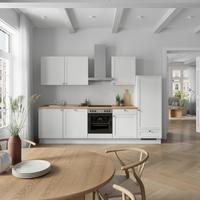 Küchenleerblock Frame Low o. Geräte Weiß - Edelstahlfarben/Eichefarben, MODERN, Holzwerkstoff/Metall (300cm) - Nobilia
