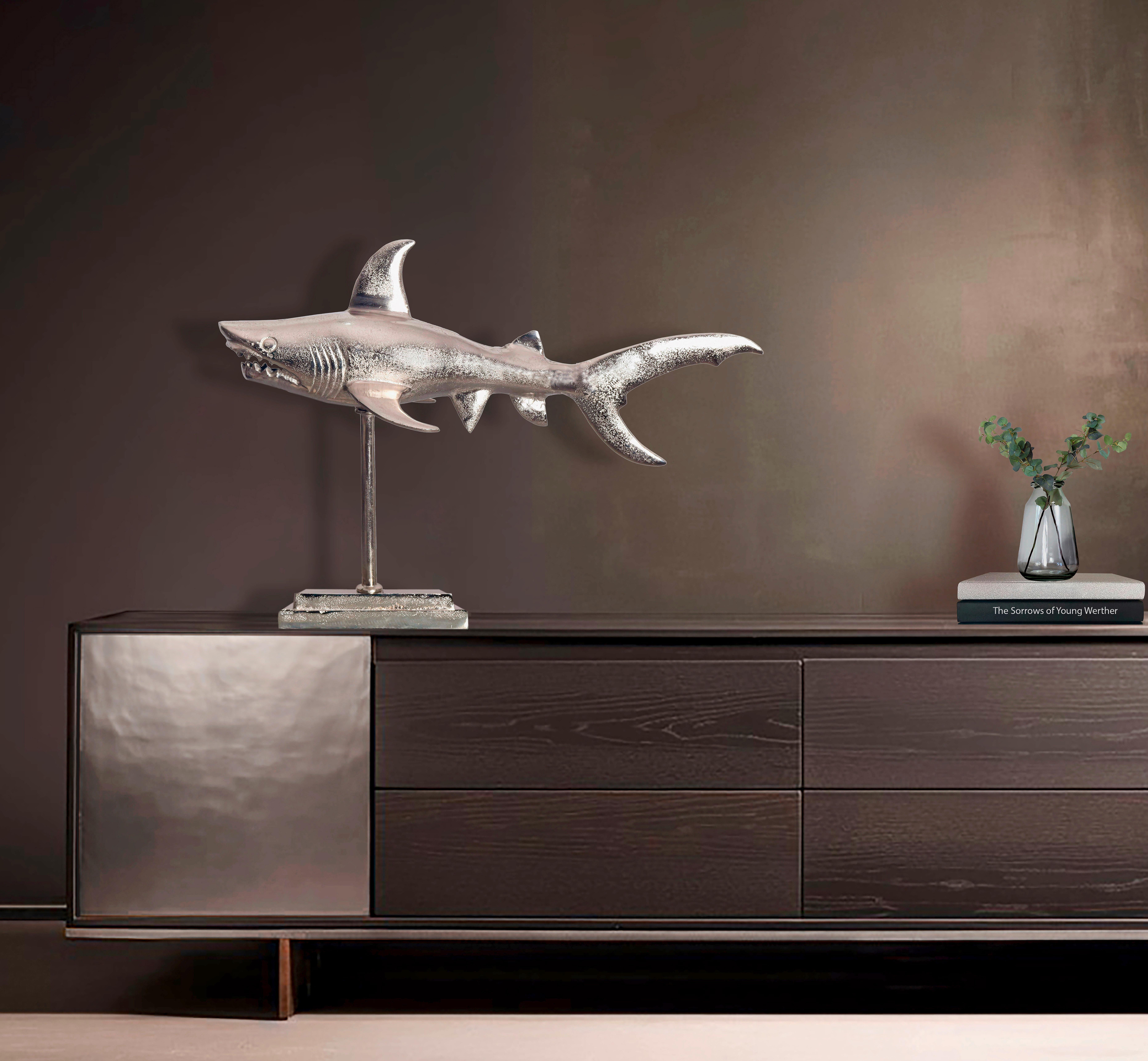 Okrasni Predmet Shark - srebrne barve, Design, kovina (70/49/27cm) - Livetastic