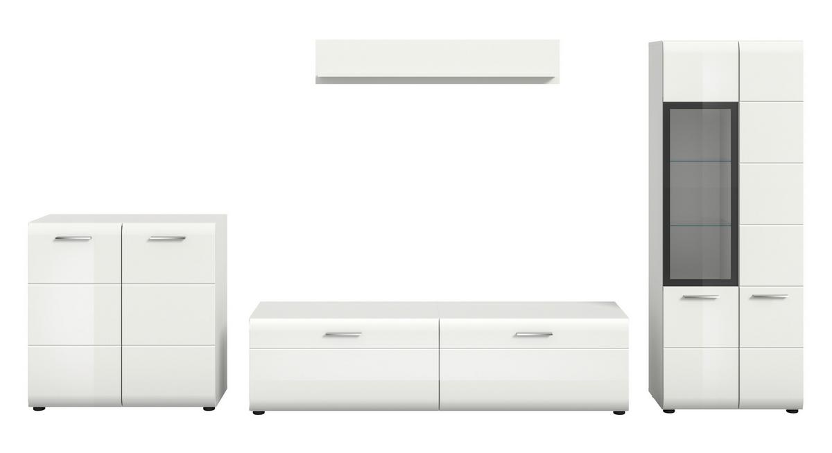 Dnevni Regal Ice, Bela Visok Sijaj, 4-Delni - srebrne barve/črna, Design, umetna masa/leseni material (315/160/41cm) - Livetastic