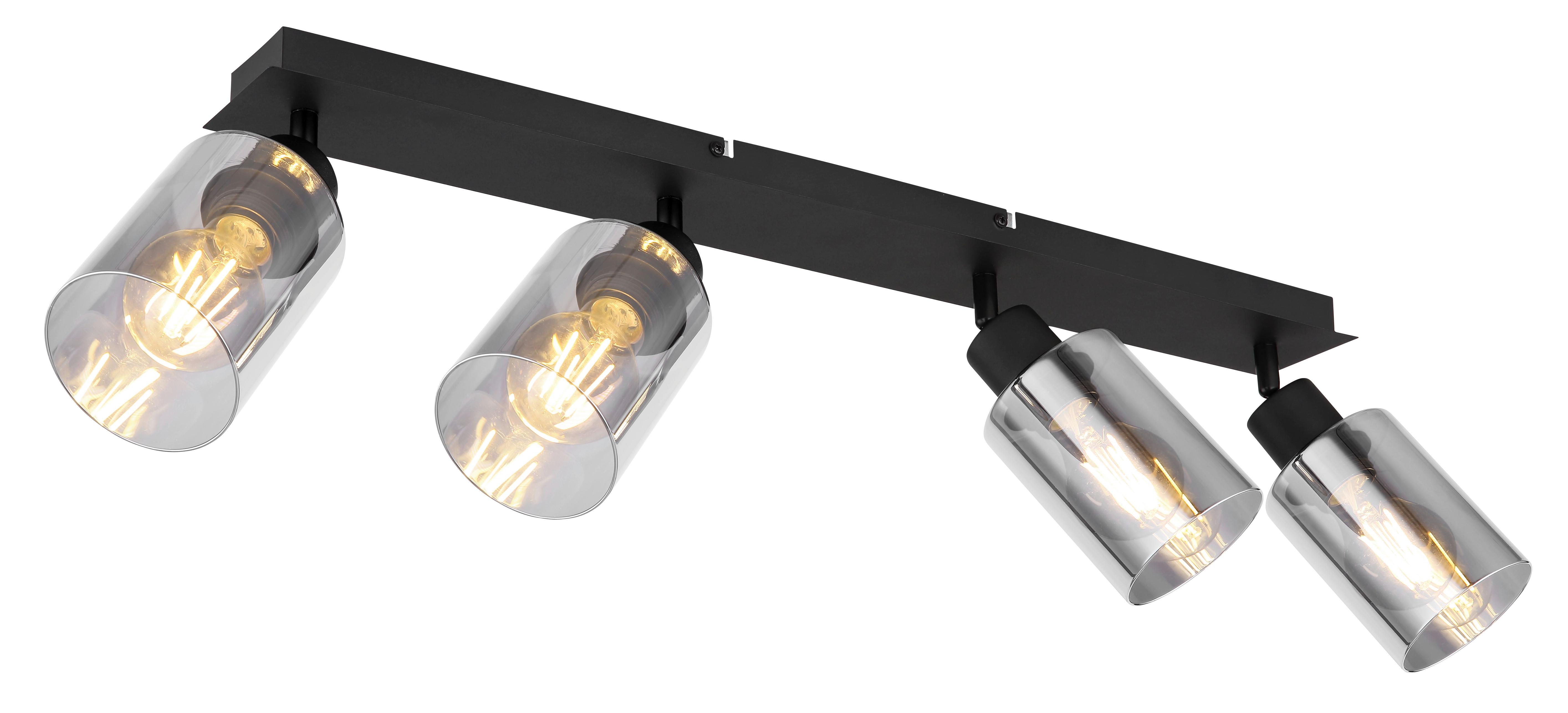 Strahler Hadera in Grau/Schwarz max. 15 Watt - Schwarz/Grau, Glas/Metall (67/9/21,5cm) - Globo