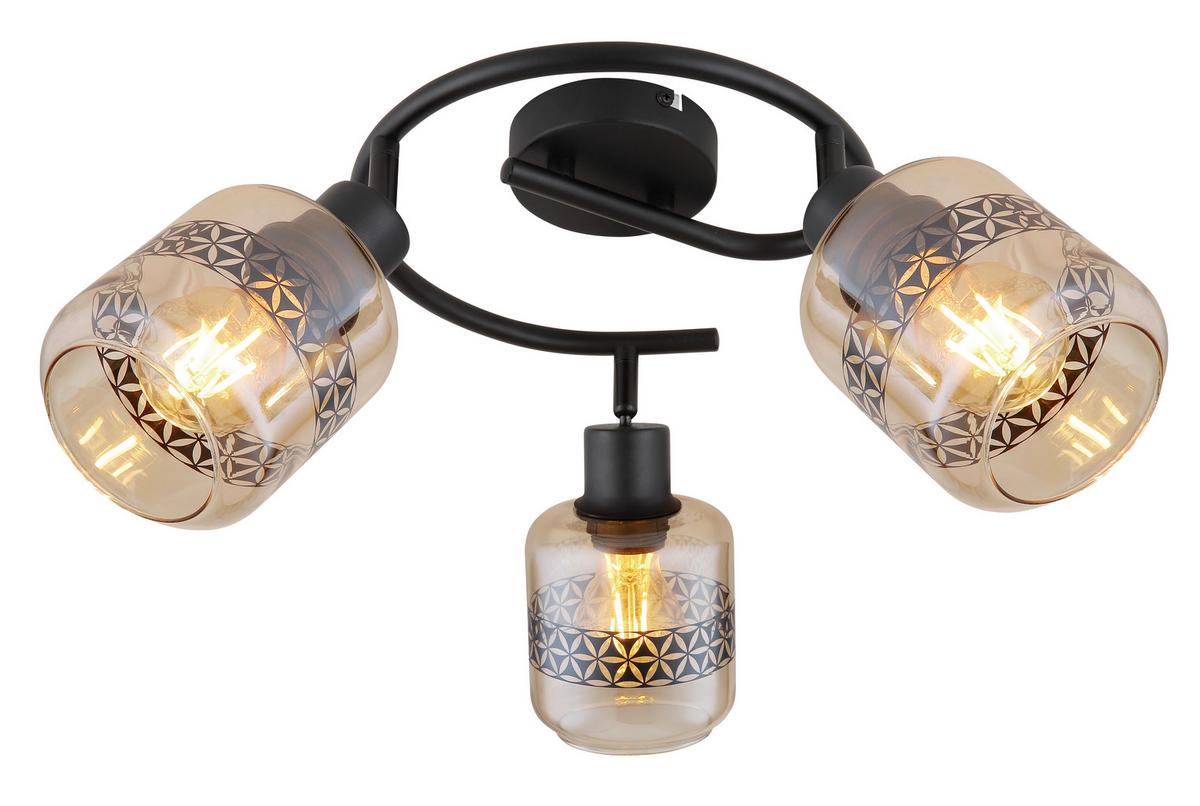Strahler Lazarus in Schwarz max. 15 Watt - Schwarz, Design, Glas/Metall (25/25cm) - Globo