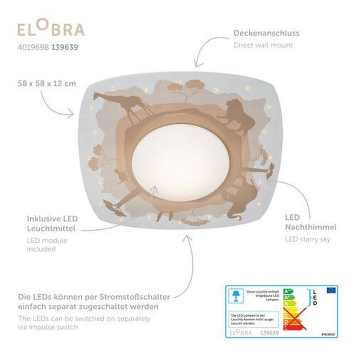 LAMPA SUFITOWA DZIECIĘCA 139639 SCANDI SAVANNE - pomarańczowy, Basics, drewno (58/58/12cm)