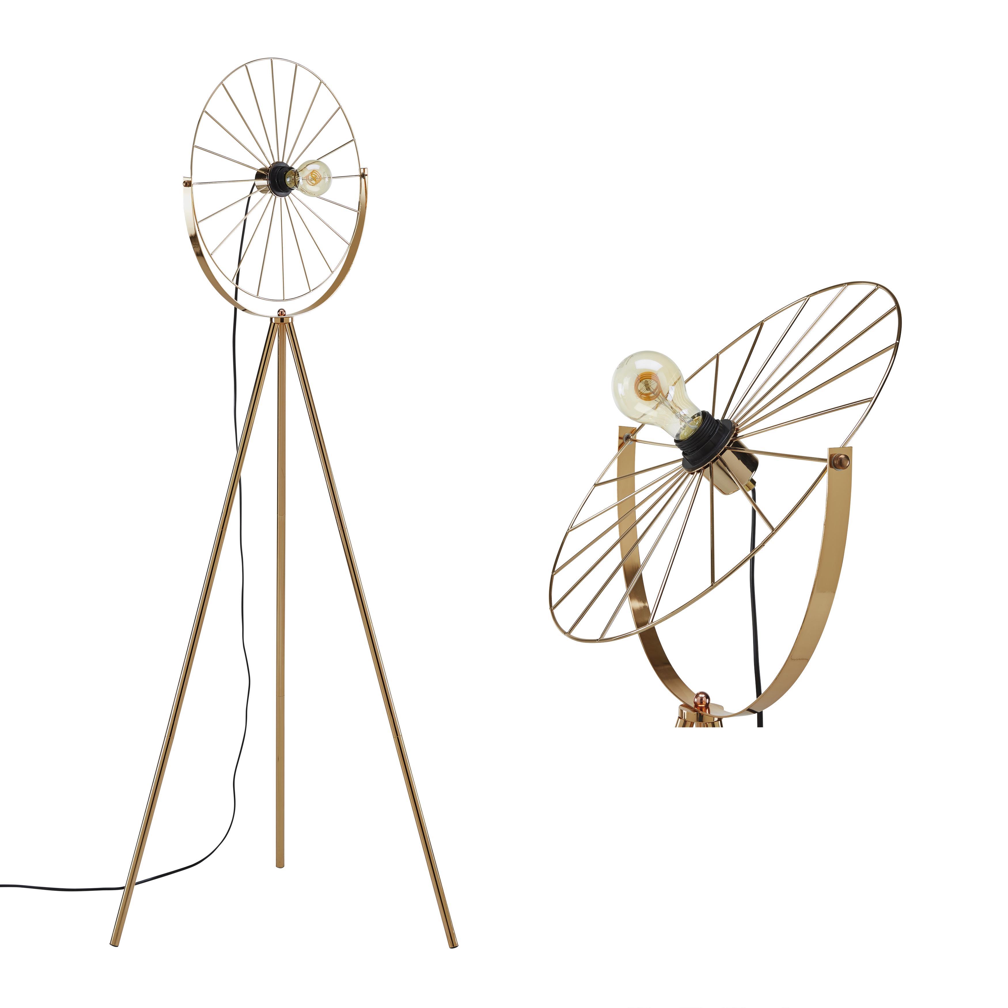 Stehleuchte Nevio max. 60 Watt - Goldfarben, LIFESTYLE, Metall (65/140cm) - Modern Living