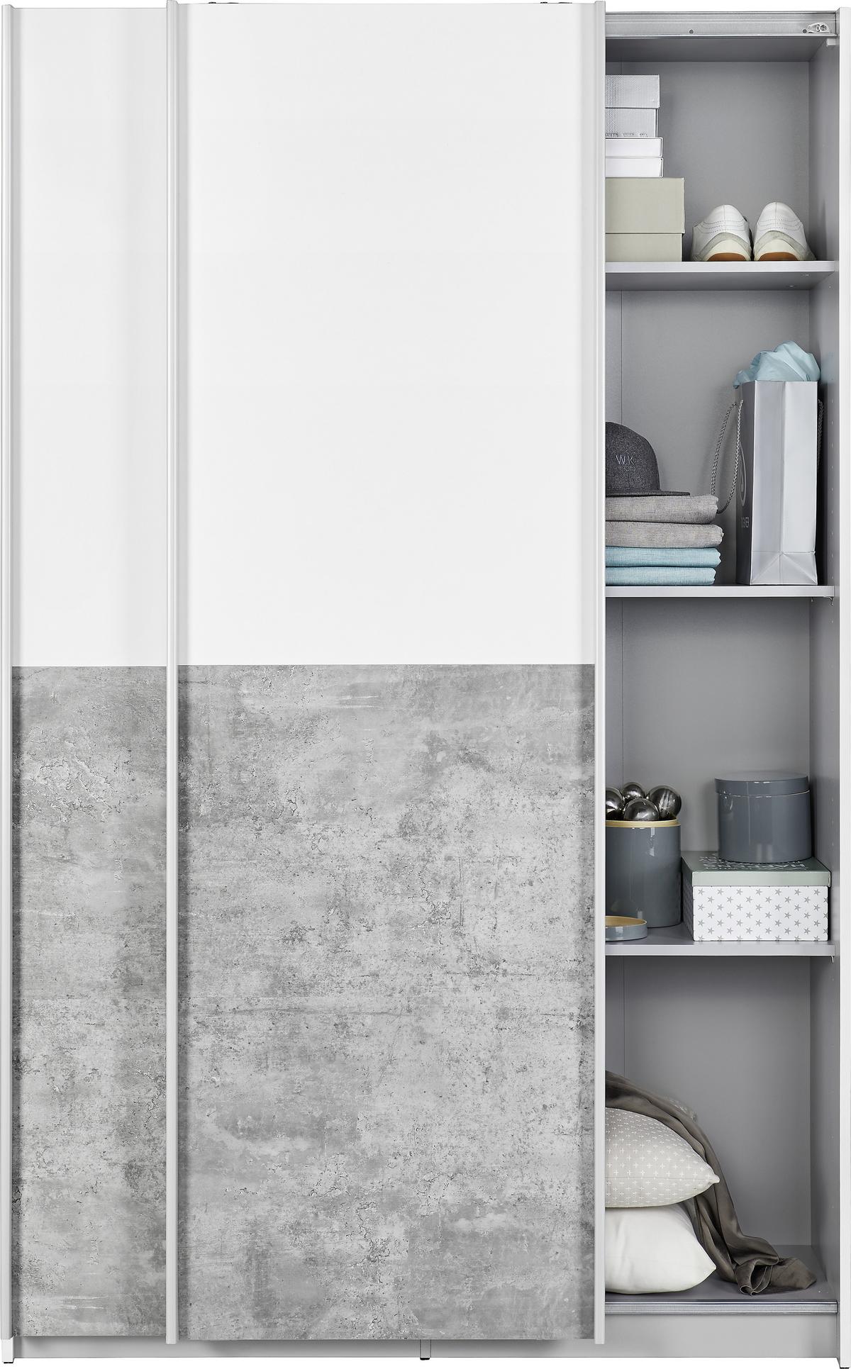 armoire multi usage in Weiss/Grau - couleur d'aluminium/gris, Konventionell, métal/matière synthétique (120/191/42cm) - Mömax