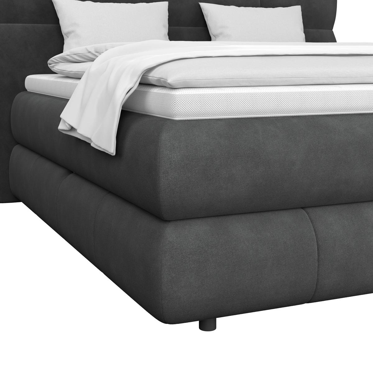 Boxspring Krevet Carmelo - crna, Trend, tekstil/plastika (160/200cm) - Premium Living