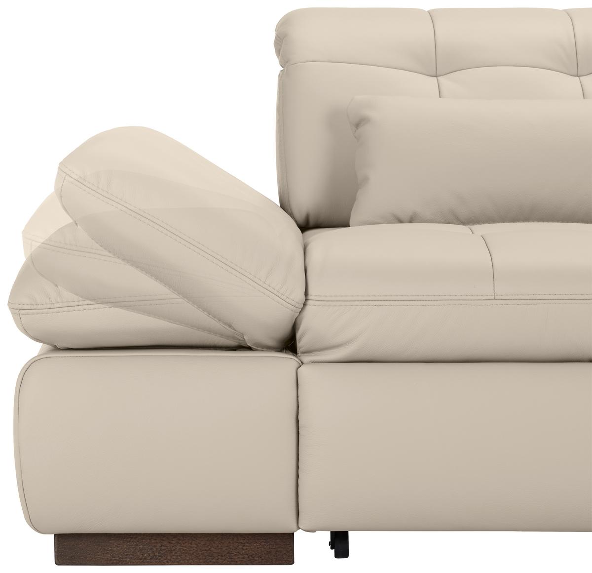 Wohnlandschaft Sanfino Leder Hellgrau - Chromfarben/Hellgrau, KONVENTIONELL, Leder/Metall (305/79-96/199cm) - Premium Living
