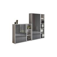 Aktenschrank Office Edition Sw Set 4 Grau - Anthrazit Hochglanz/Grau, MODERN, Holzwerkstoff (257/186/33cm) - MID.YOU