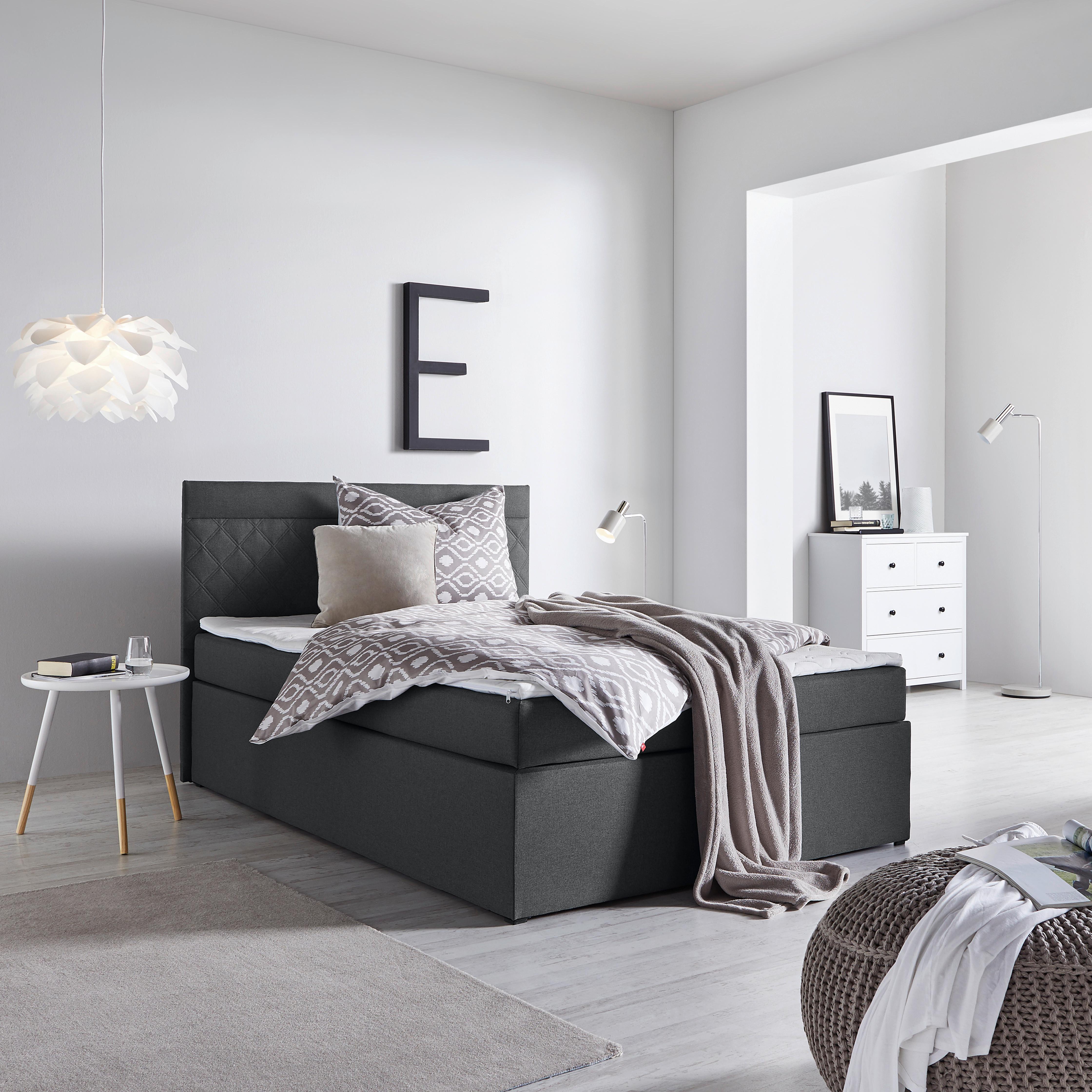 Pat box ROSA - gri închis, Modern, lemn/textil (140/200cm) - Bessagi Home