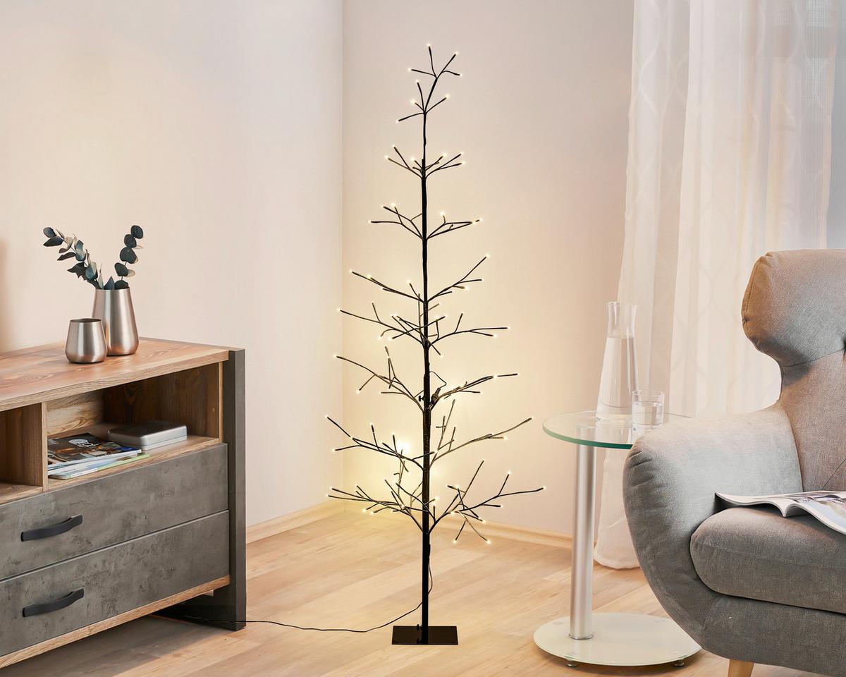 LED-Dekoleuchte Tree Schwarz max. 2,5 Watt - Schwarz/Weiß, MODERN, Kunststoff/Metall (175cm) - Mömax