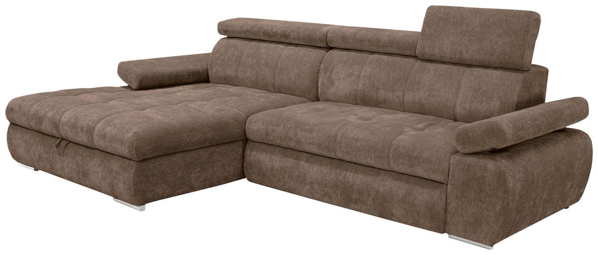 Kutna Garnitura Vegas - srebrne boje/smeđa, Design, drvo/tekstil (173/294cm) - Modern Living