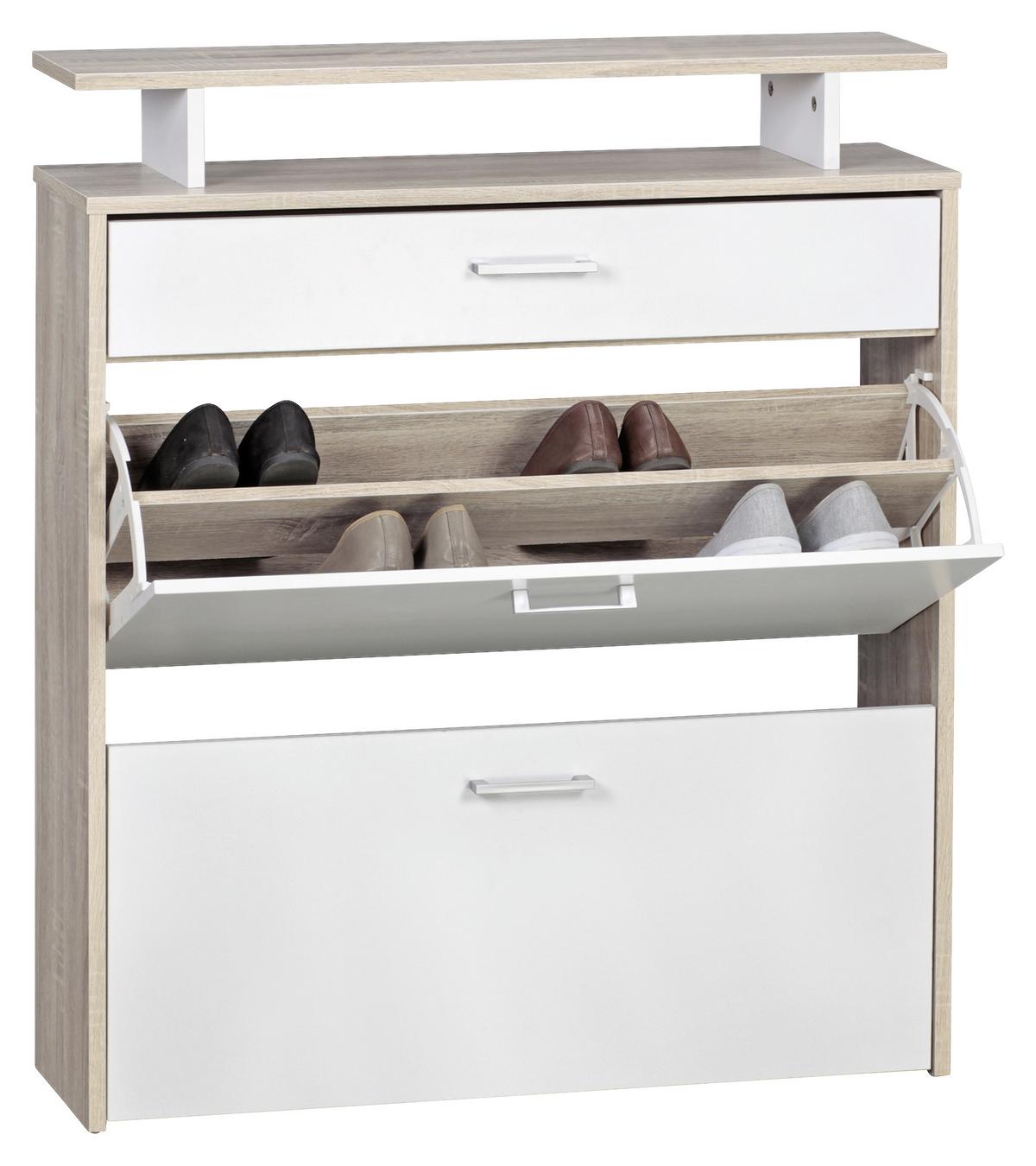 Schuhkipper "WL1.794", weiss/braun - Silberfarben/Weiß, KONVENTIONELL, Holzwerkstoff/Kunststoff (80/95/24cm) - MID.YOU