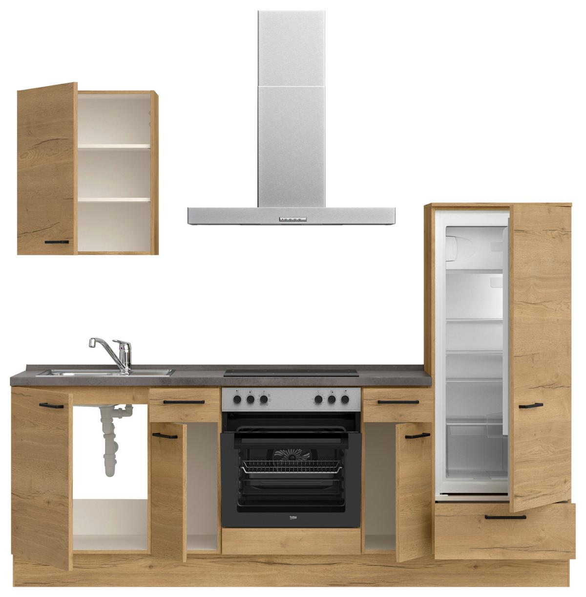Küchenleerblock Structura Low o. Geräte Eiche - Schieferfarben/Eichefarben, MODERN, Holzwerkstoff/Metall (240cm) - Nobilia