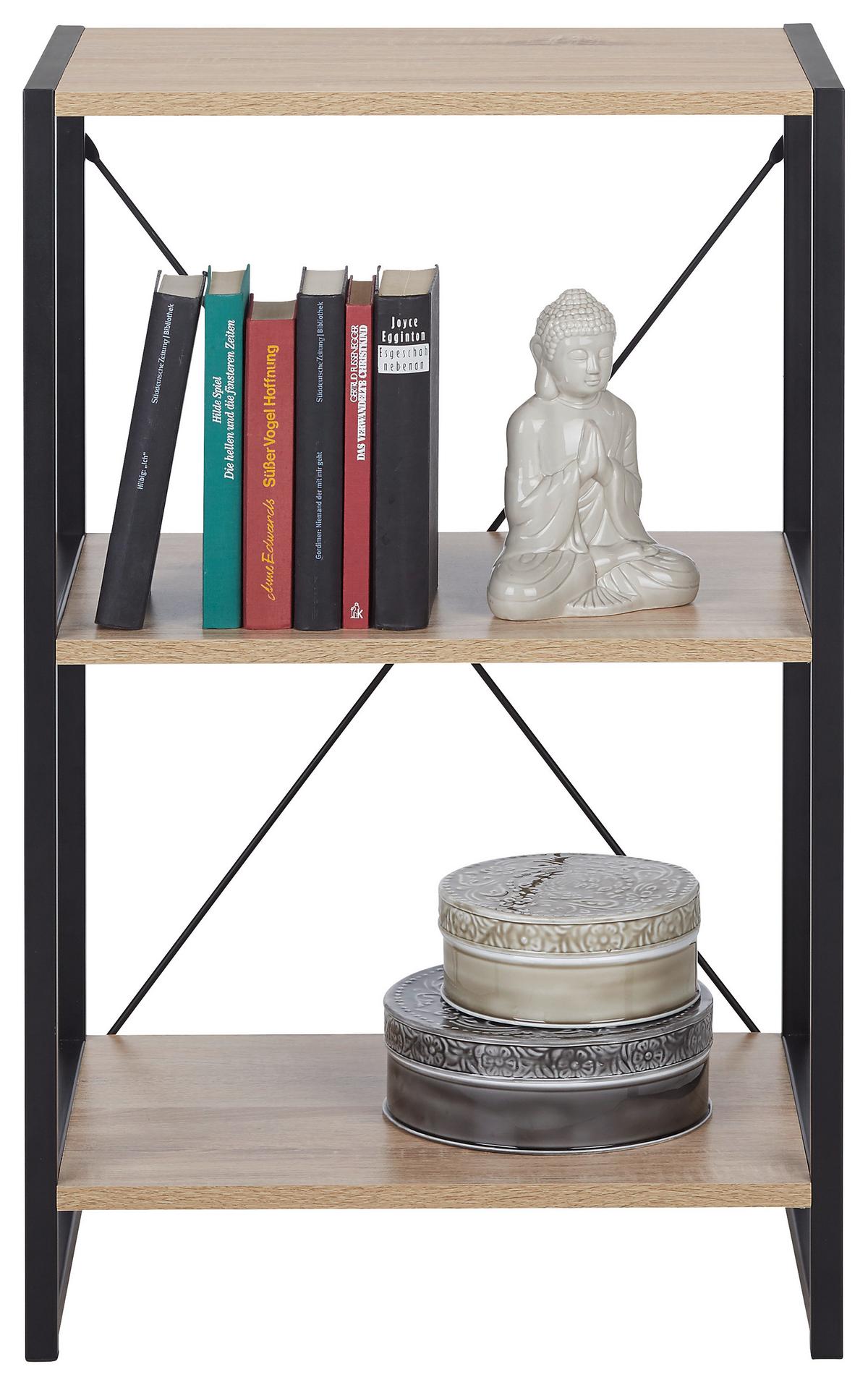 Etajeră de sine stătătoare BONO - stejar Sonoma/negru, Modern, metal/material pe bază de lemn (50/79,2/35cm) - Modern Living