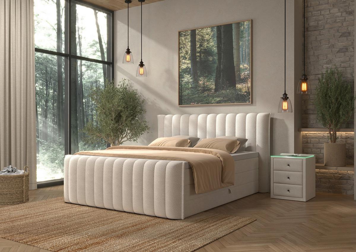 PAT BOXSPRING LINA - crem, Konventionell, plastic/lemn (200/220cm) - Premium Living