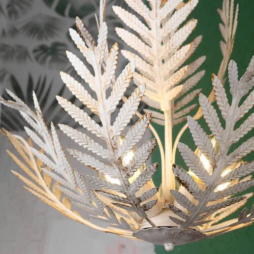 Hängeleuchte Felce Avorio Weiß max. 6 Watt - Weiß, Natur, Metall (55/105cm)