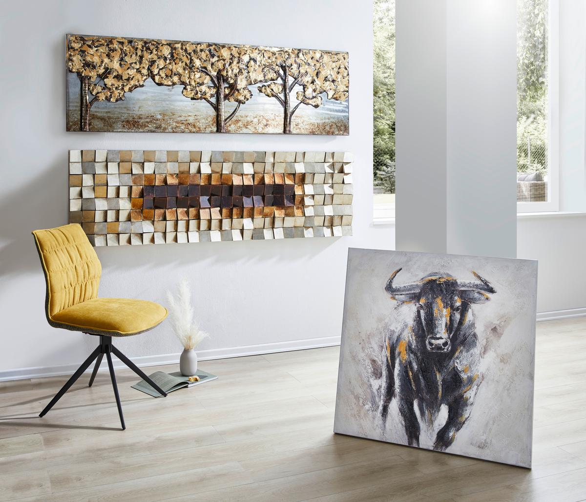 OBRAZ PRZESTRZENNY G120912XL - kolor srebrny/różnokolorowy, Design, tworzywo sztuczne/drewno (180/55cm) - Monee