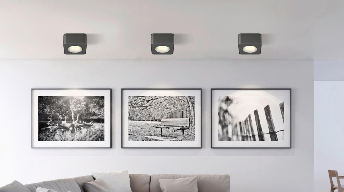 LED-Strahler Hangarau Klar/Dunkelgrau max. 6,5 Watt - Klar/Dunkelgrau, Konventionell, Kunststoff/Metall (11,7/11,7/5,5cm) - Globo