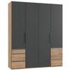 Drehtürenschrank 200cm Level, Graphit/Eiche Dekor - Chromfarben/Eichefarben, MODERN, Holzwerkstoff (200/236/58cm) - MID.YOU