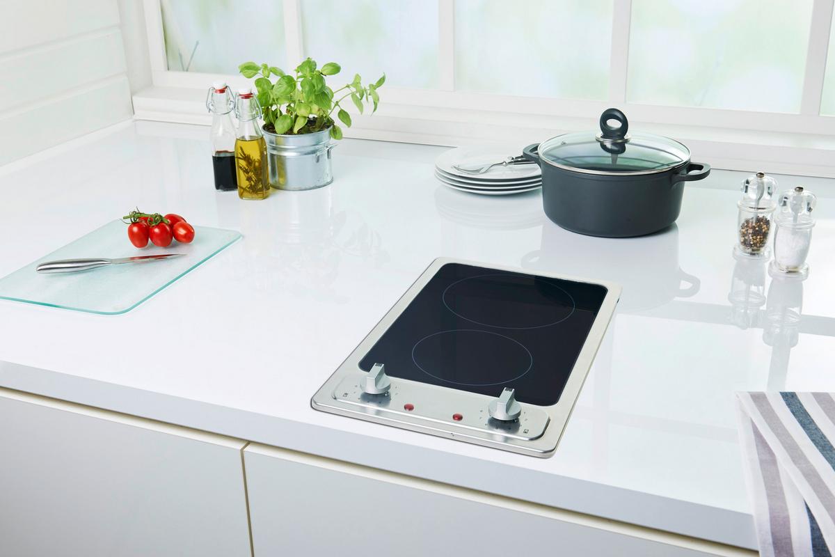 Glaskeramikkochfeld EB-GK-2R Edelstahlfarben - Edelstahlfarben, Basics, Glas/Metall (30/5/52cm) - PKM