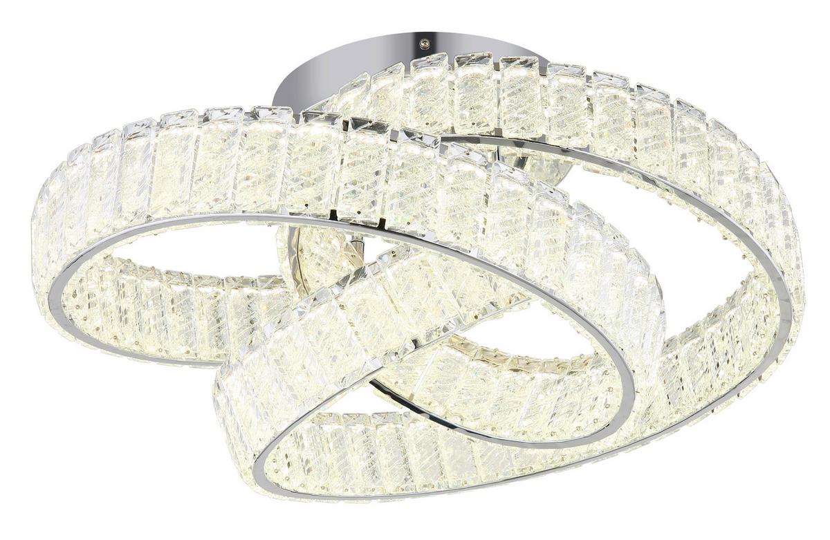 LED-DECKENLEUCHTE 67162D MUCKY - Klar/Chromfarben, Konventionell, Glas/Metall (60/26cm) - Globo