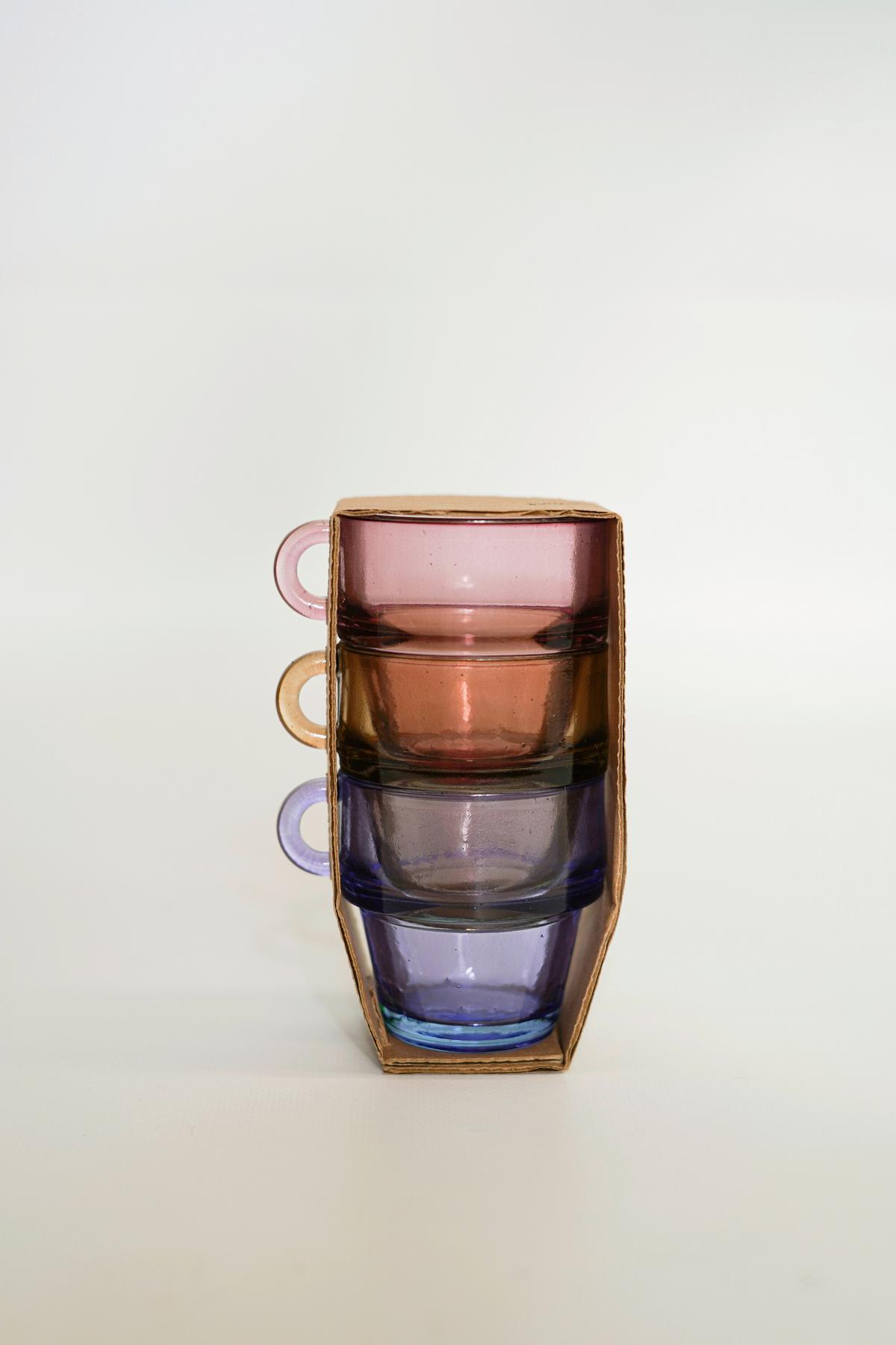 Set Kozarcev Za Espreso Ria - lila/svetlo rjava, Konvencionalno, steklo (8/6.5cm)