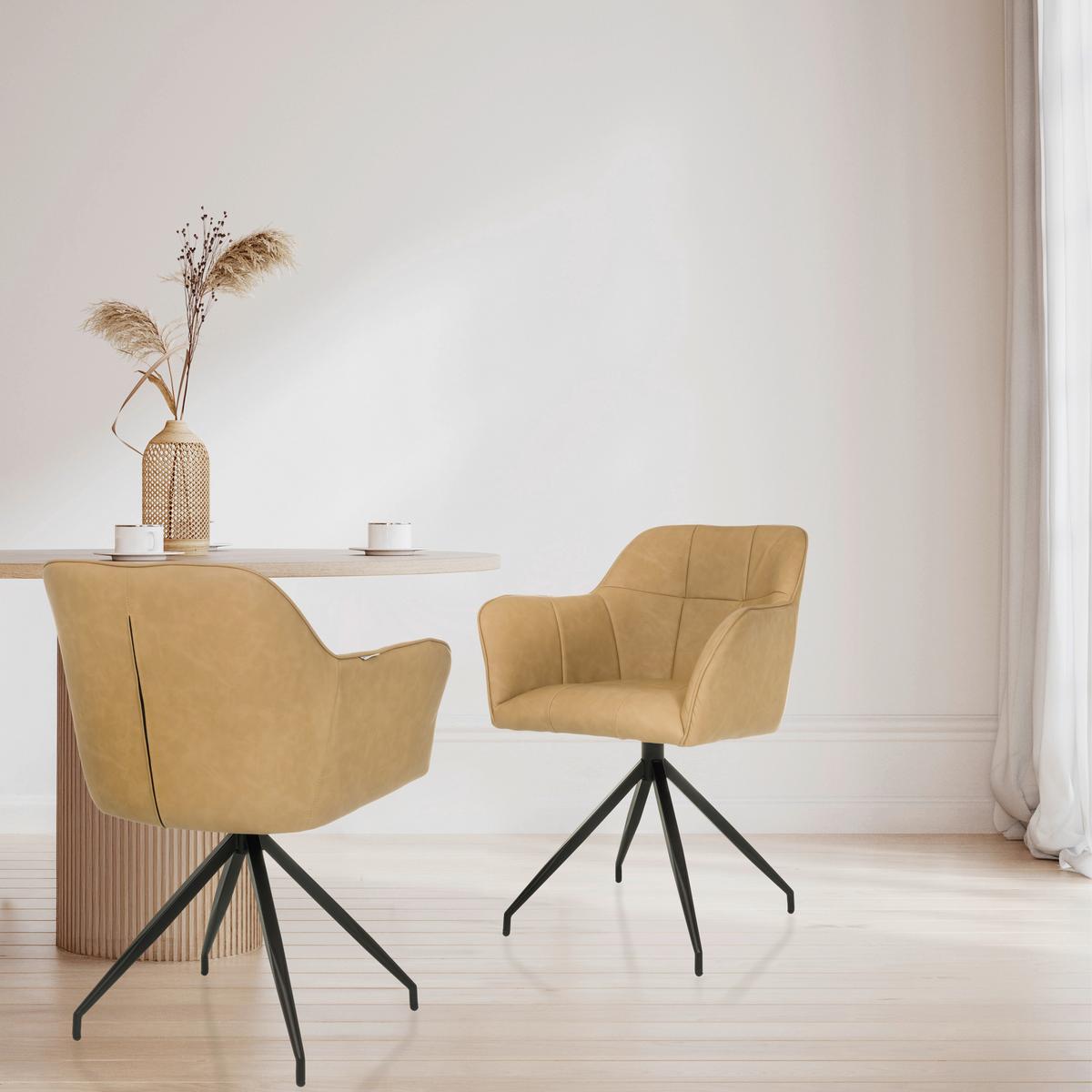 Naslanjač Elverum Spu, Barva Konjaka - črna/barve konjaka, Moderno, kovina/usnje (61/90/56cm) - MID.YOU