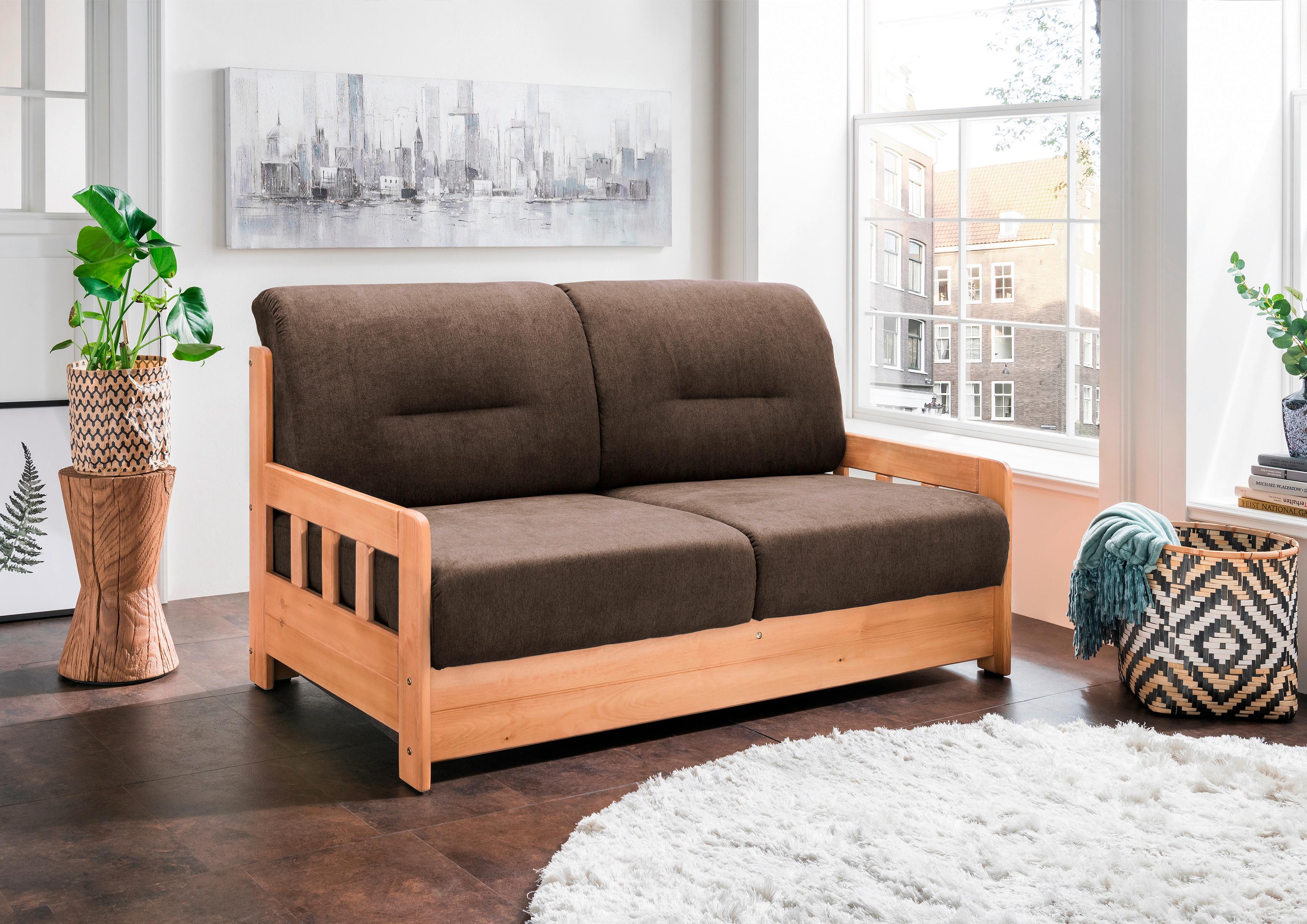 Schlafsofa Camino Holzkorpus Honig/Dunkelbraun - Dunkelbraun/Honig, LIFESTYLE, Holz/Textil (154/88/90cm) - Livetastic