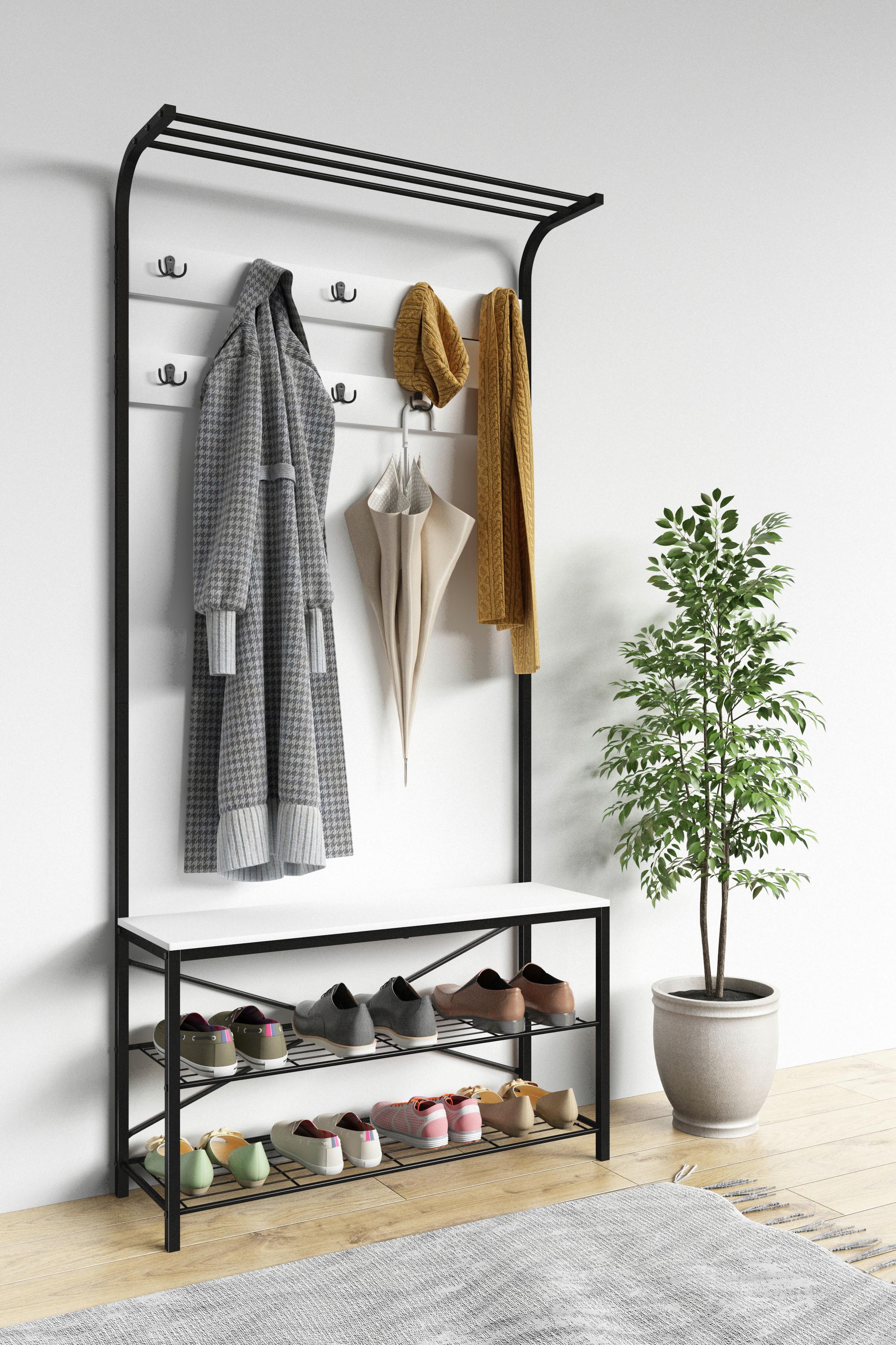 GARDEROBE TALIRO GR - Weiss/Schwarz, Design, Holzwerkstoff/Metall (90/190/30cm) - MID.YOU
