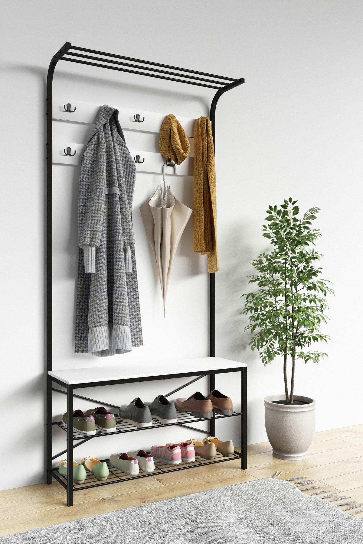 GARDEROBE TALIRO GR - Weiss/Schwarz, Design, Holzwerkstoff/Metall (90/190/30cm) - MID.YOU